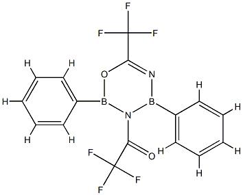 3,4-Dihydro-2,4-diphenyl-3-(trifluoroacetyl)-6-(trifluoromethyl)-2H-1,3,5,2,4-oxadiazadiborine 结构式