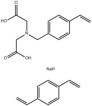 N-羧甲基-N-[(4-乙苯基)甲基]-氨基乙酸二钠盐和1,4-二乙烯苯聚合物 结构式