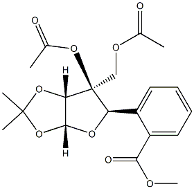 3-C-[(Acetyloxy)methyl]-1-O,2-O-isopropylidene-α-D-xylofuranose 3-acetate 5-benzoate 结构式