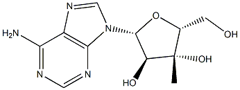 9-(3-C-Methyl-β-D-xylofuranosyl)-9H-purin-6-amine 结构式