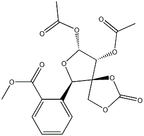 3-C-(Hydroxymethyl)-α-D-xylofuranose 1,2-diacetate 5-benzoate 3,3-carbonate 结构式