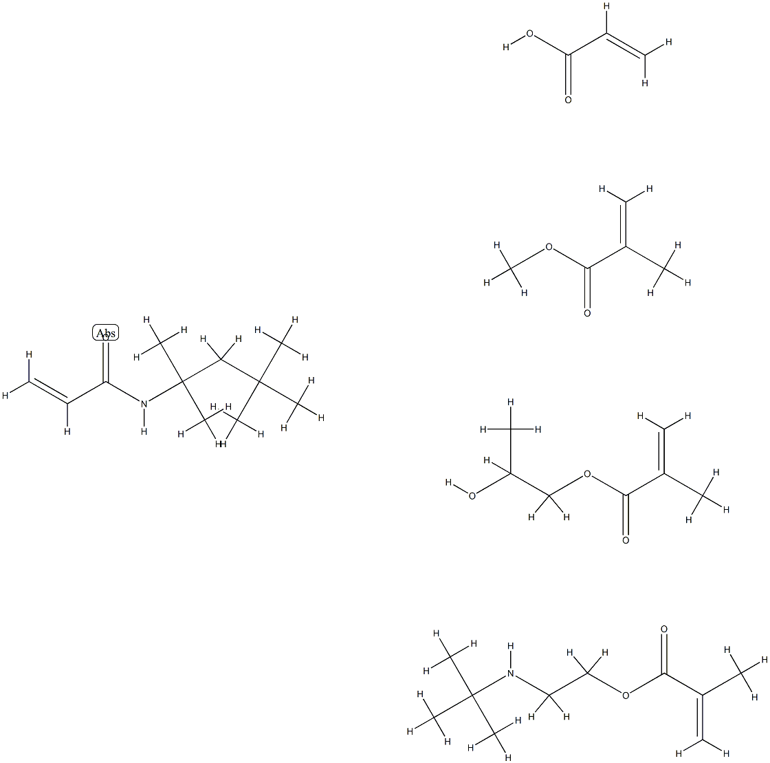 辛基丙烯酰胺/丙烯酸(酯)类/甲基丙烯酸丁氨基乙酯共聚物 结构式