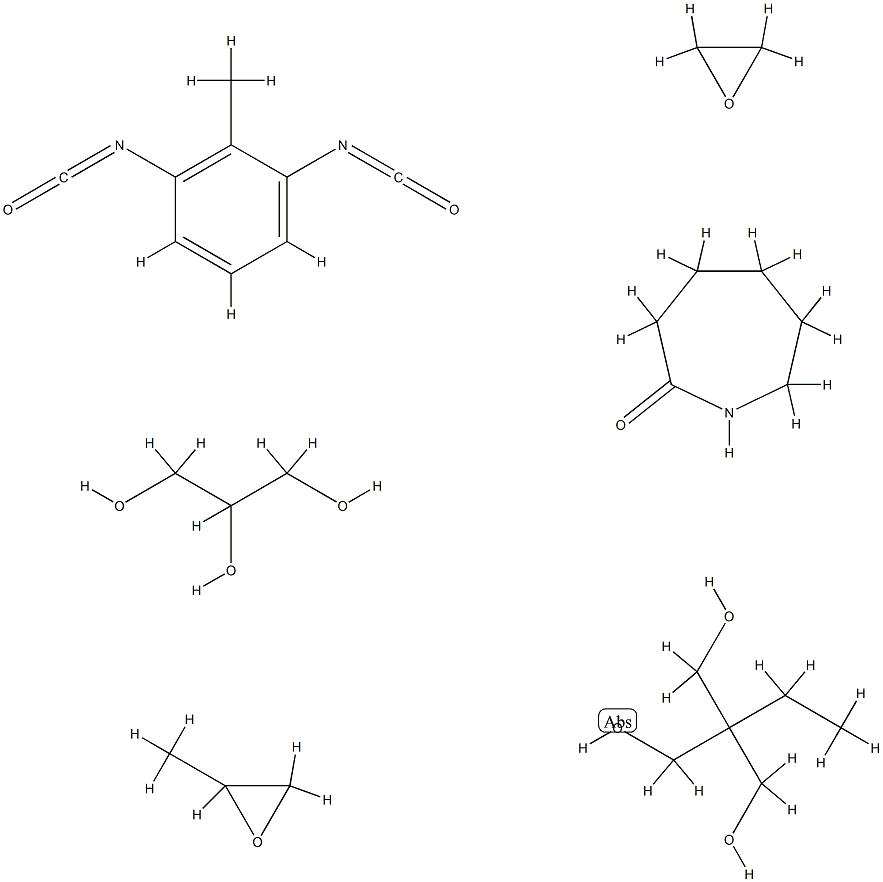 己内酰胺封端的[1,2,3-丙三醇、1,3-二异氰酸根合甲苯、2-乙基-2-(羟甲基)-1,3-丙二醇、甲基环氧乙烷和环氧乙烷]的聚合物 结构式