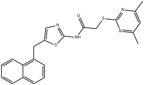 乙酰胺,2-[(4,6-二甲基-2-嘧啶基)硫]-N-[5-(1-萘甲基)-2-噻唑]- 结构式