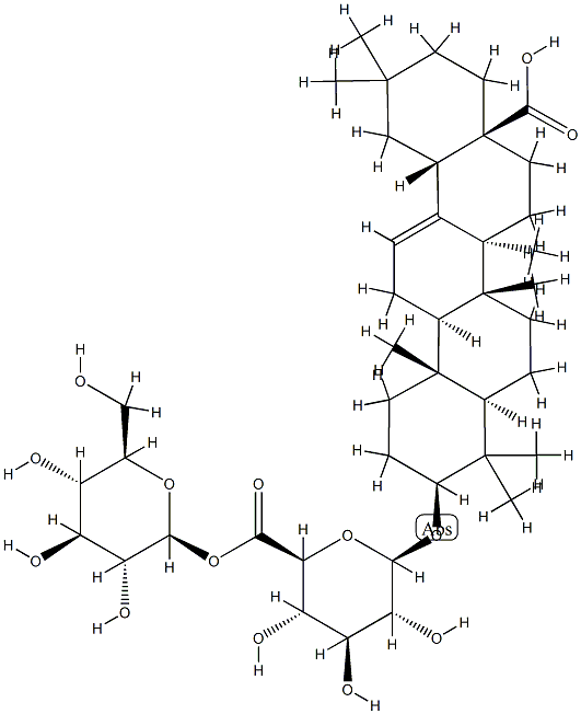 17-Carboxy-28-norolean-12-en-3β-yl β-D-glucopyranosiduronic acid 6-(β-D-glucopyranosyl) ester 结构式