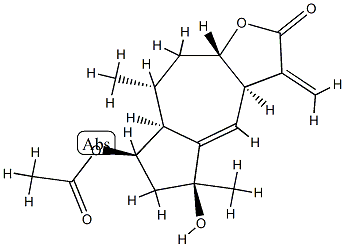 (3aR)-7β-Acetoxy-3aα,5,6,7,7aα,8,9,9aβ-octahydro-5β-hydroxy-5,8α-dimethyl-3-methyleneazuleno[6,5-b]furan-2(3H)-one 结构式