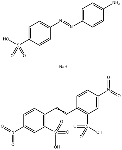 Benzenesulfonic acid, 2,2'-(1,2-ethenediyl)bis[5-nitro-, reaction products with 4-[(4-aminophenyl)azo]benzenesulfonic acid monosodium salt 结构式