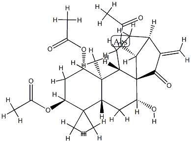 (14R)-1α,3β,14-Triacetoxy-7α-hydroxykaur-16-en-15-one 结构式