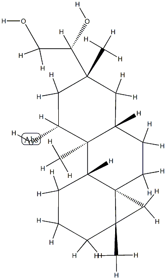 (R)-1-[(3aS,4aS,6aα,10bα)-Tetradecahydro-10β-hydroxy-3a,8,10aβ-trimethylcyclopropa[j]phenanthren-8β-yl]-1,2-ethanediol 结构式