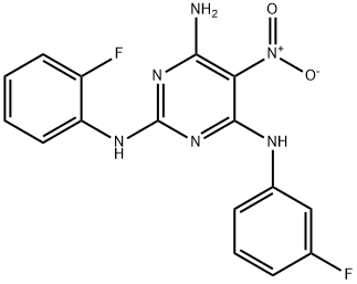 N~2~-(2-fluorophenyl)-N~4~-(3-fluorophenyl)-5-nitropyrimidine-2,4,6-triamine 结构式