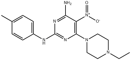 6-(4-ethylpiperazin-1-yl)-N~2~-(4-methylphenyl)-5-nitropyrimidine-2,4-diamine 结构式