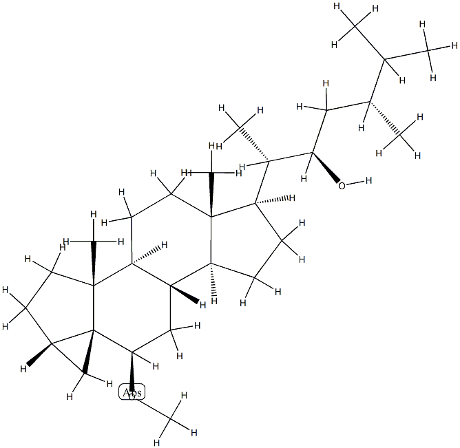 (3β,5α,6β,22R,24R)-6-Methoxy-3,5-Cycloergostan-22-ol 结构式