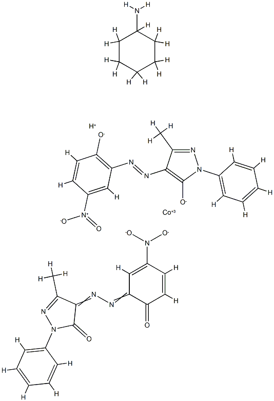 hydrogen bis[2,4-dihydro-4-[(2-hydroxy-5-nitrophenyl)azo]-5-methyl-2-phenyl-3H-pyrazol-3-onato(2-)]cobaltate(1-), compound with cyclohexylamine (1:1) 结构式