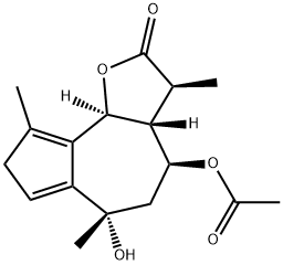 (3S)-4β-Acetoxy-6β-hydroxy-3,6,9-trimethyl-3aβ,4,5,6,8,9bα-hexahydroazuleno[4,5-b]furan-2(3H)-one 结构式