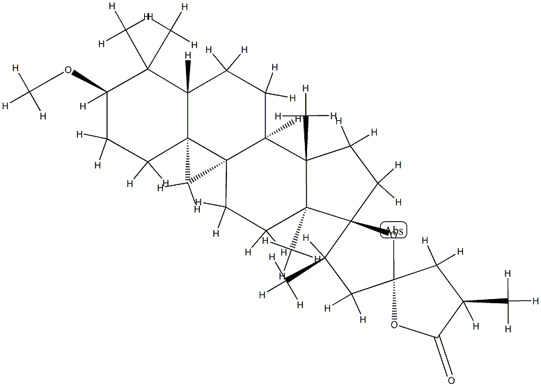 (23S,25R)-23-Hydroxy-3α-methoxy-17,23-epoxy-9β,19-cyclolanostane-26-oic acid γ-lactone 结构式