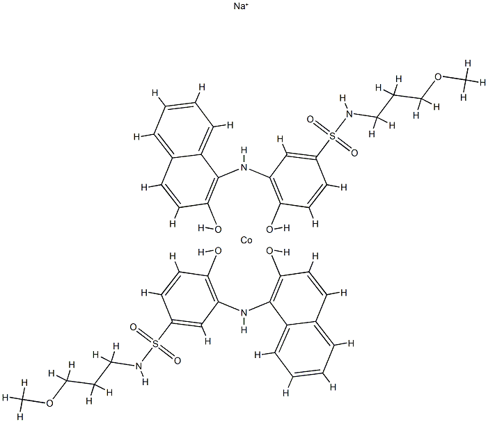 sodium bis[4-hydroxy-3-[(2-hydroxy-1-naphthyl)amino]-N-(3-methoxypropyl)benzenesulphonamidato(2-)-N3,O3,O4]cobaltate(1-) 结构式
