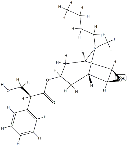 (S)-α-(Hydroxymethyl)benzeneacetic acid (1β,2α,4α,5β,7α)-9-butyl-9-methyl-3-oxa-9-azoniatricyclo[3.3.1.02,4]nonane-7-yl ester 结构式