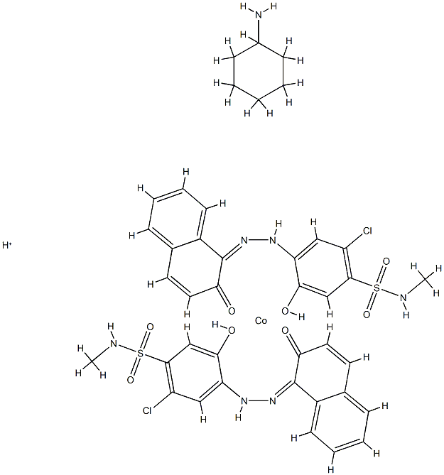 环己胺与双[2-氯-5-羟基-4-[(2-羟基)-1-(萘基)偶氮]-N-甲基苯磺酰胺合钴酸氢]的化合物 结构式