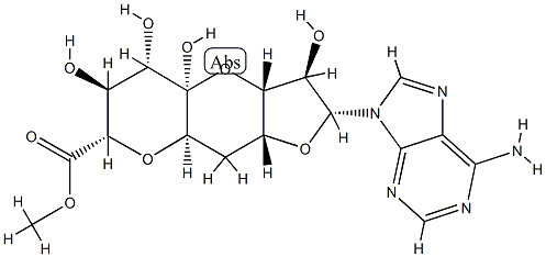 (11R)-11-C-(6-Amino-9H-purin-9-yl)-2,6:8,11-dianhydro-7-deoxy-α-L-ido-D-lyxo-5-undecoulo-5,9-pyranosonic acid methyl ester 结构式