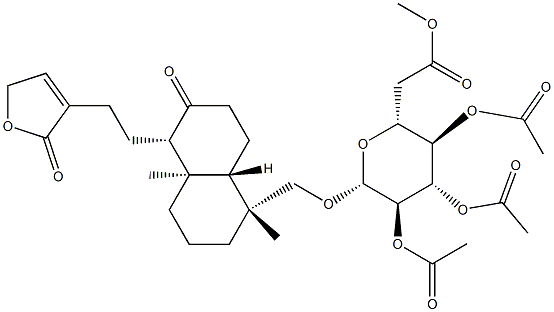 [[(1R,8aβ)-5α-[2-(2,5-Dihydro-2-oxofuran-3-yl)ethyl]decahydro-1,4aα-dimethyl-6-oxonaphthalen-1α-yl]methyl]2-O,3-O,4-O,6-O-tetraacetyl-β-D-glucopyranoside 结构式