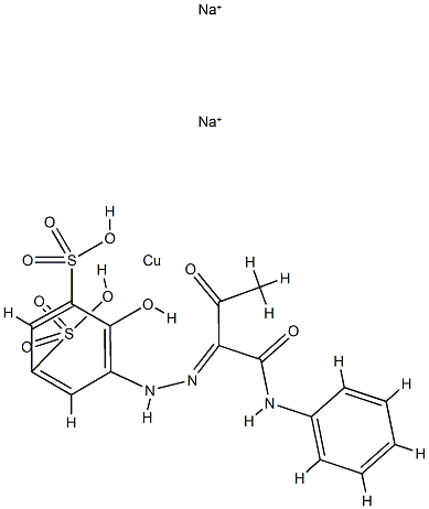 [4-(羟基)-5-[[2-氧代-1-[(苯氨基)羰基]丙基]偶氮]-1,3-苯二磺酸根合]铜酸二钠 结构式