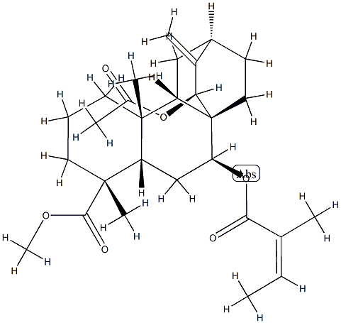 (4R,5S,8S,9S,10R,12R)-15β-Acetoxy-7β-[[(Z)-2-methyl-1-oxo-2-butenyl]oxy]atis-16-en-18-oic acid methyl ester 结构式