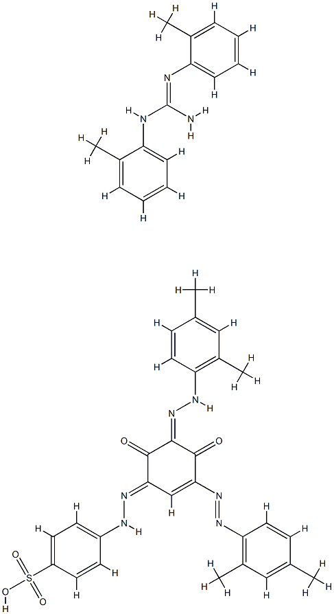 4-[[2,4-dihydroxy-3,5-bis(xylylazo)phenyl]azo]benzenesulphonic acid, compound with N,N'-di-(o-tolyl)guanidine (1:1) 结构式