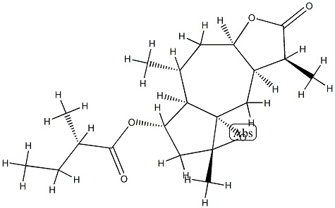 (S)-2-Methylbutanoic acid [(1aR,3aα,5aα,8aα,9aS)-decahydro-1aβ,4α,8β-trimethyl-7-oxo-3H-oxireno[3,3a]azuleno[6,5-b]furan-3α-yl] ester 结构式