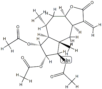 (3aR)-5β,6α,7α-Tris(acetyloxy)-3aα,4,4a,5,6,7,7aα,8,9,9aα-decahydro-4aβ,8α-dimethyl-3-methyleneazuleno[6,5-b]furan-2(3H)-one 结构式