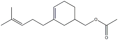 3(或4)-(4-甲基-3-戊烯基)-3-环己烯-1-甲醇乙酸酯 结构式