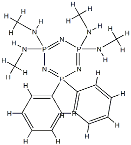 N2,N2,N4,N4-tetramethyl-6,6-diphenyl-1,3,5-triaza-2$l^{5},4$l^{5},6$l^ {5}-triphosphacyclohexa-1,3,5-triene-2,2,4,4-tetramine 结构式