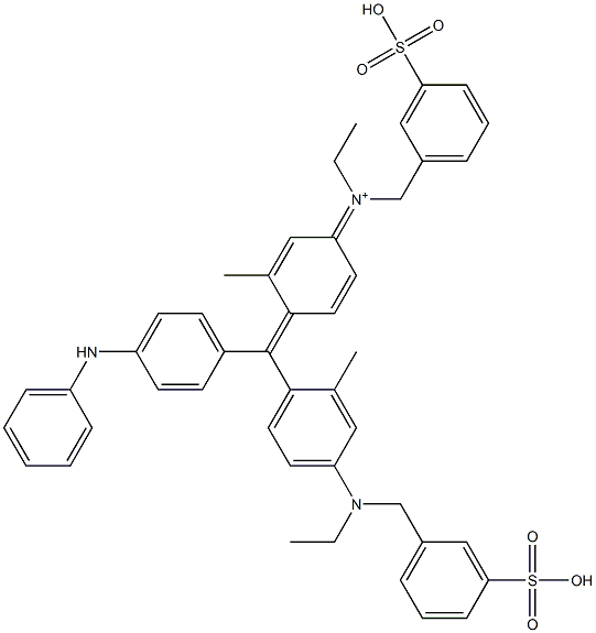 Benzenemethanaminium,N-ethyl-N-[4-[[4-[ethyl[(3-sulfophenyl)methyl]amino]-2-methylphenyl][4-(phenylamino)phenyl]methylene]-3-methyl-2,5-cyclohexadien-1-ylidene]-3-sulfo-,inner salt, sodium salt (1:1) 结构式