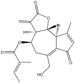 (E)-2-Methyl-2-butenoic acid [(3aR)-2,3,3aβ,4,5,7,9aβ,9bα-octahydro-6-hydroxymethyl-9-methyl-3-methylene-2,7-dioxoazuleno[4,5-b]furan-4α-yl] ester 结构式