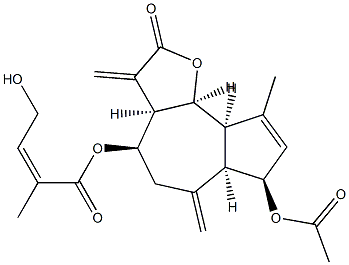 (Z)-4-Hydroxy-2-methyl-2-butenoic acid [(3aR)-7α-acetoxy-2,3,3aβ,4,5,6,6aβ,7,9aβ,9bβ-decahydro-9-methyl-3,6-bis(methylene)-2-oxoazuleno[4,5-b]furan-4α-yl] ester 结构式