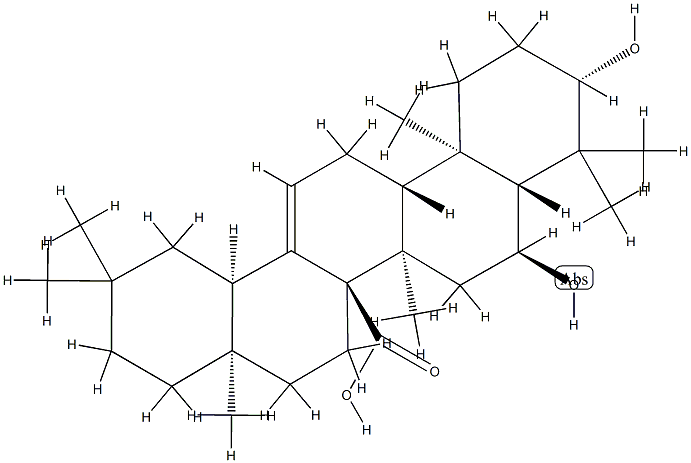 3β,6α-Dihydroxyolean-12-en-27-oic acid 结构式