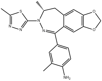 (R)-5-(4-AMINO-3-METHYL-PHENYL)-8-METHYL-7-(5-METHYL-1,3,4-THIADIAZOL-2-YL)-8,9-DIHYDRO-7H-1,3-DIOXOLO[4,5-H][2,3]-BENZODIAZEPINE 结构式