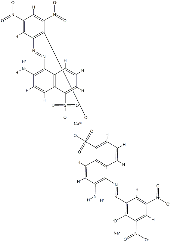 二[6-氨基-5-[(2-羟基-3,5-二硝基苯基)偶氮]-1-萘磺酸根合(3-)]钴酸(3-)二氢钠 结构式