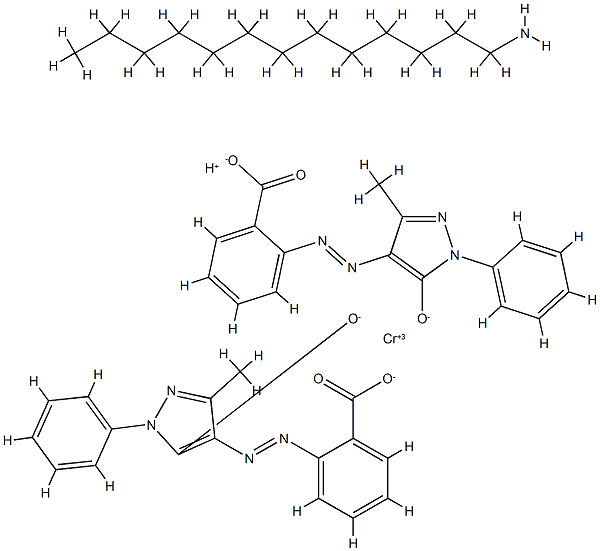 [二[2-[(4,5-二氢-3-甲基-5-氧代-1-苯基-1H-吡唑-4-基)偶氮]苯甲酸根合]铬酸氢与1-十三烷胺]的化合物 结构式