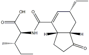 (2S,3S)-2-[[[(3as)-6α-Ethyl-2,3,3aβ,6,7,7aβ-hexahydro-1-oxo-1H-indene-4-yl]carbonyl]amino]-3-methylvaleric acid 结构式