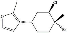 3-[(1S)-4α-Bromo-3β-chloro-4-methylcyclohexyl]-2-methylfuran 结构式