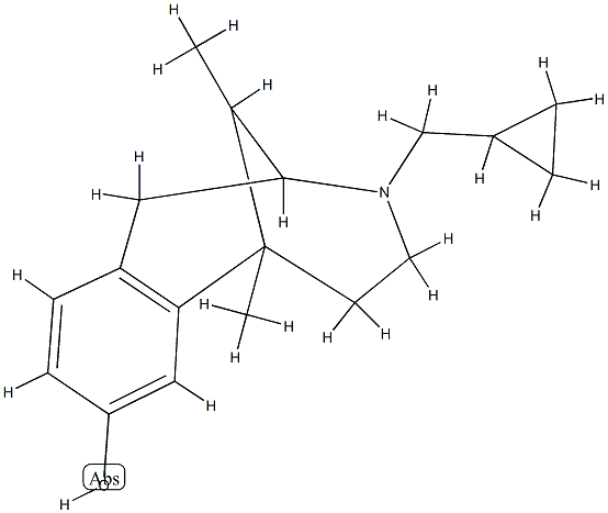 (2alpha,6alpha,11R*)-(±)-3-(cyclopropylmethyl)-1,2,3,4,5,6-hexahydro-6,11-dimethyl-2,6-methano-3-benzazocin-8-ol 结构式