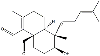 (4aS)-3,4,4a,5,6,7,8,8a-Octahydro-6β-hydroxy-2,5-dimethyl-5α-(4-methyl-3-pentenyl)-1,8aβ-naphthalenedicarbaldehyde 结构式