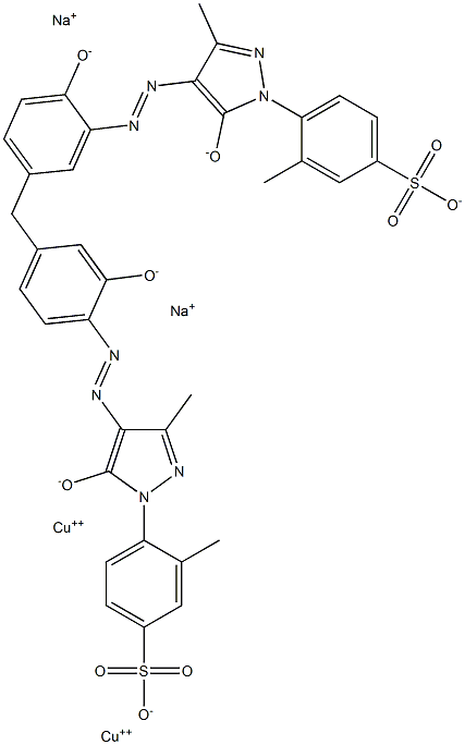 Cuprate(2-), [μ-[4,4'-[methylenebis[ (2-hydroxy-4,1-phenylene)azo(4,5-dihydro-3-methyl -5-oxo-1H-pyrazole-4,1-diyl)]]bis[3-methylbenzenesulfonat o(6-)]]]di-, disodium 结构式