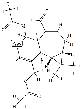 (4R)-4α-Acetyloxy-1-[(acetyloxy)methyl]-4aα,7,7aβ,8,8aβ,8bα-hexahydro-8,8-dimethyl-4H-cyclopropa[3,4]cyclohepta[1,2-c]pyran-5-carbaldehyde 结构式