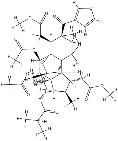 16,17-O-Seco-17-deoxy-11α,18-epoxy-16-methoxy-17-oxophragmalin 2,30-diacetate 3-(2-methylpropanoate) 结构式