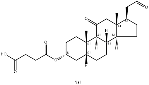 3α-[3-(Sodiooxycarbonyl)-1-oxopropoxy]-11-oxo-5β-pregnan-21-al 结构式