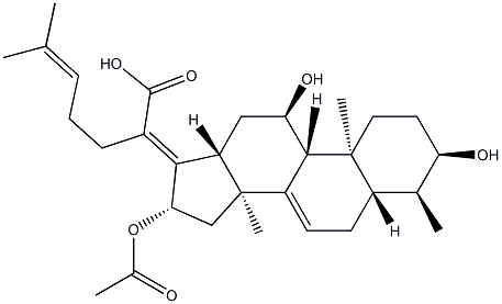 (4α,13α,14β,17Z)-16β-Acetoxy-3α,11α-dihydroxy-18,29-dinordammara-7,17(20),24-trien-21-oic acid 结构式