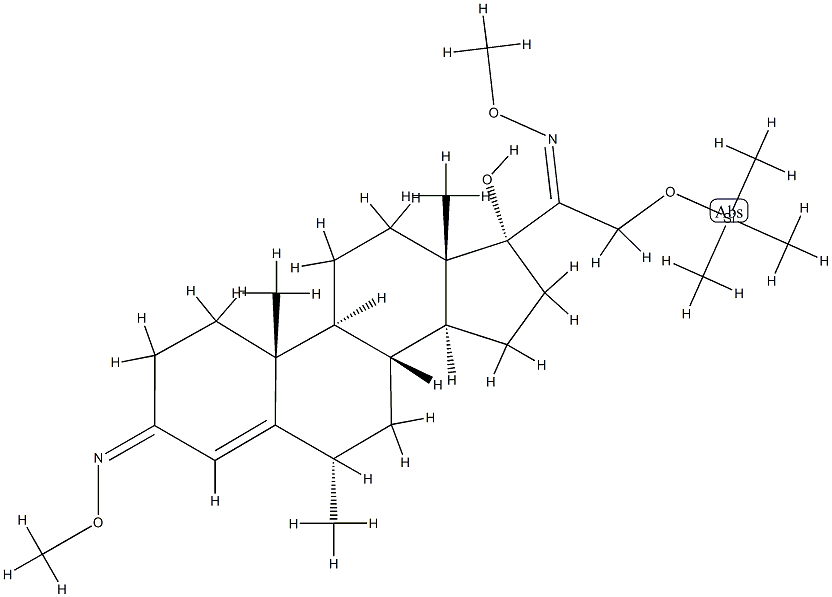 17-Hydroxy-6α-methyl-21-[(trimethylsilyl)oxy]pregn-4-ene-3,20-dione bis(O-methyl oxime) 结构式