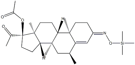 17-Acetoxy-6α-methyl-3-[[(trimethylsilyl)oxy]imino]pregn-4-en-20-one 结构式