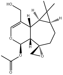 (4R,5S)-4-Acetoxy-4,4aα,6,7,7aβ,8,8aβ,8bα-octahydro-8,8-dimethylspiro[5H-cyclopropa[3,4]cyclohepta[1,2-c]pyran-5,2'-oxirane]-1-methanol 结构式